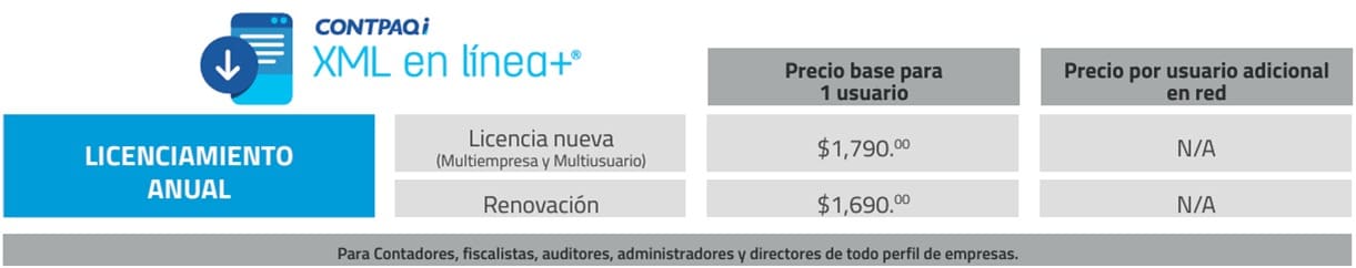 Precios CONTPAQi® XML en Línea+